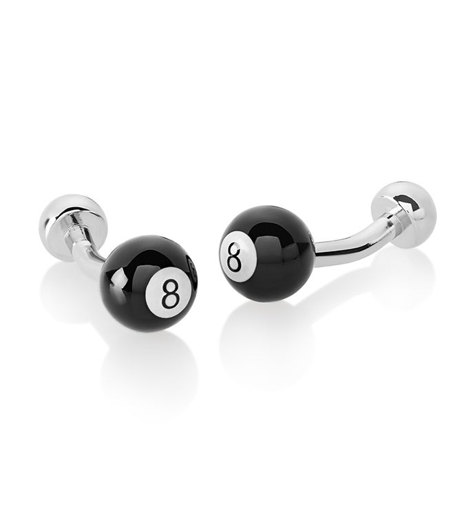 Men's Polished Curved 8 Ball Cuff Links